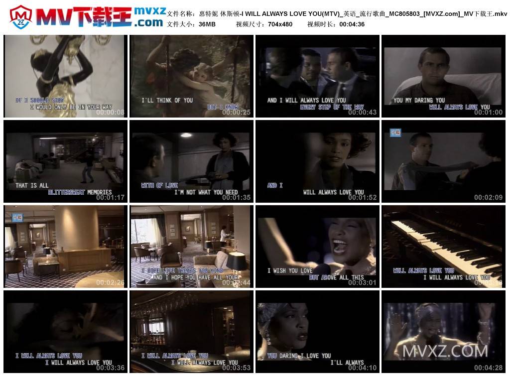 惠特妮 休斯顿-I WILL ALWAYS LOVE YOU(MTV)_英语_流行歌曲_MC805803